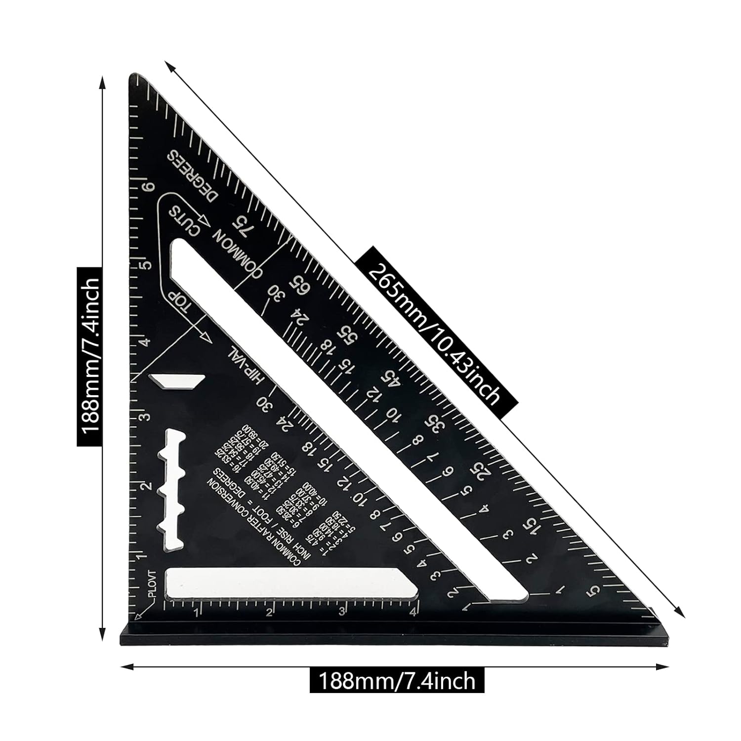 7 inch Rafter Square Aluminum Alloy Double Scale Triangle Ruler Angle Ruler Carpenter Triangle Square Rafter Tool Mensurement Tool for Woodworking