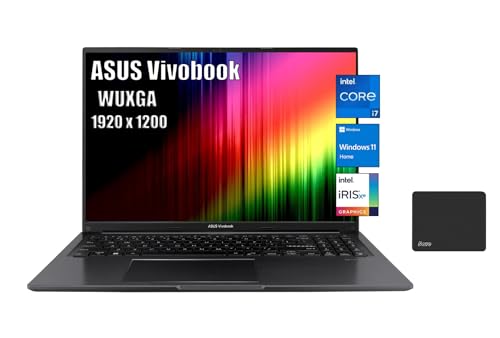 ASUS Vivobook 16" Lightweight Laptop, WUXGA IPS (1920 x 1200) 16:10, Intel Core i7-1255U (10-Core, up to 4.7GHz), Iris Xe Graphics, 16GB DDR4 RAM