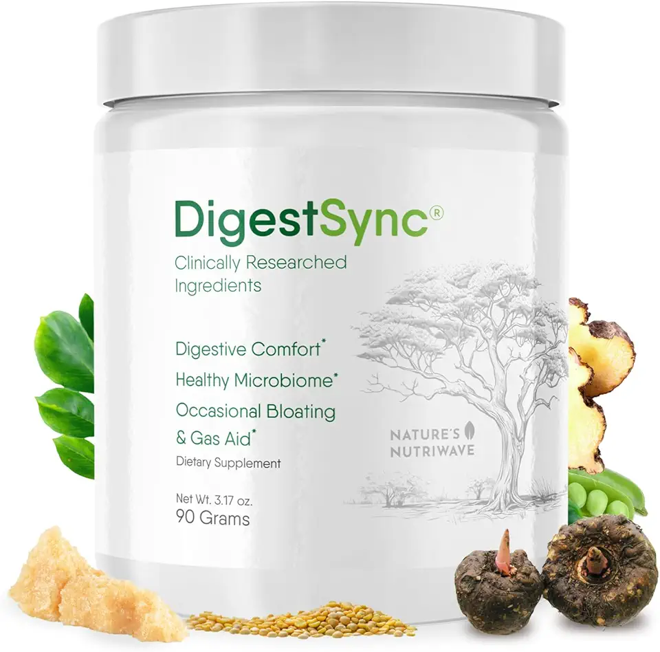 DigestSync Digestion Supplement for Gut Health - Natural Powder for Digestive Support, Bloating Relief for Women & Men, 100% Natural Green Powder