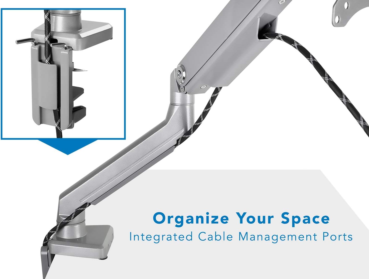 Mount-It! Single Monitor Arm Mount | Desk Stand | Full Motion Height Adjustable Articulating Mechanical Spring Arm | Fits 24 27 29 30 32 Inch VESA