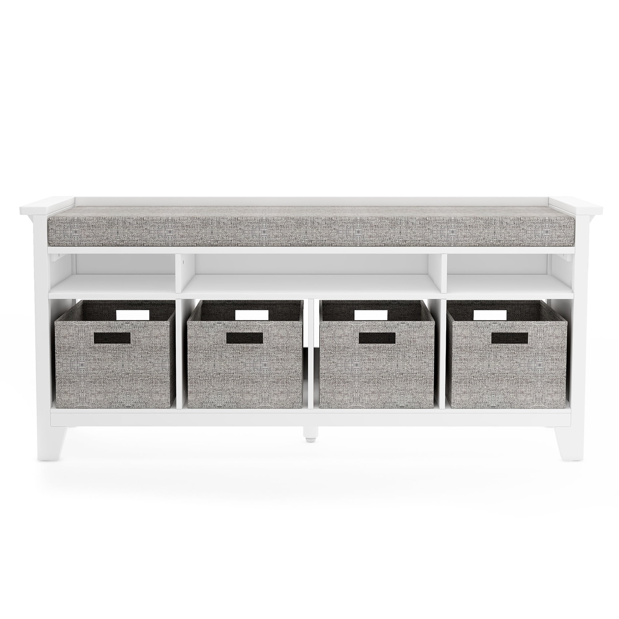 Martha Stewart Living and Learning Kids' Storage Bench - White: Wooden Toy and Book Organizer with Shelves