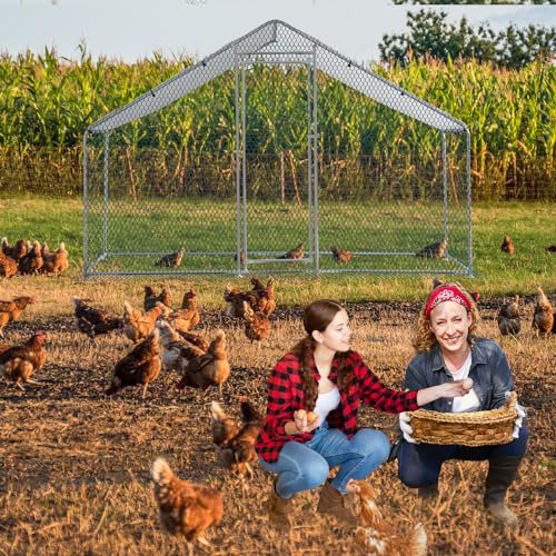 Outvita Chicken Coop, 13×10 FT Large Metal Chicken House, Poultry Habitat Cage with Waterproof Cover
