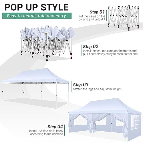 10x10 Pop Up Canopy Tent with 4 Sidewalls and Mesh Windows 2.0