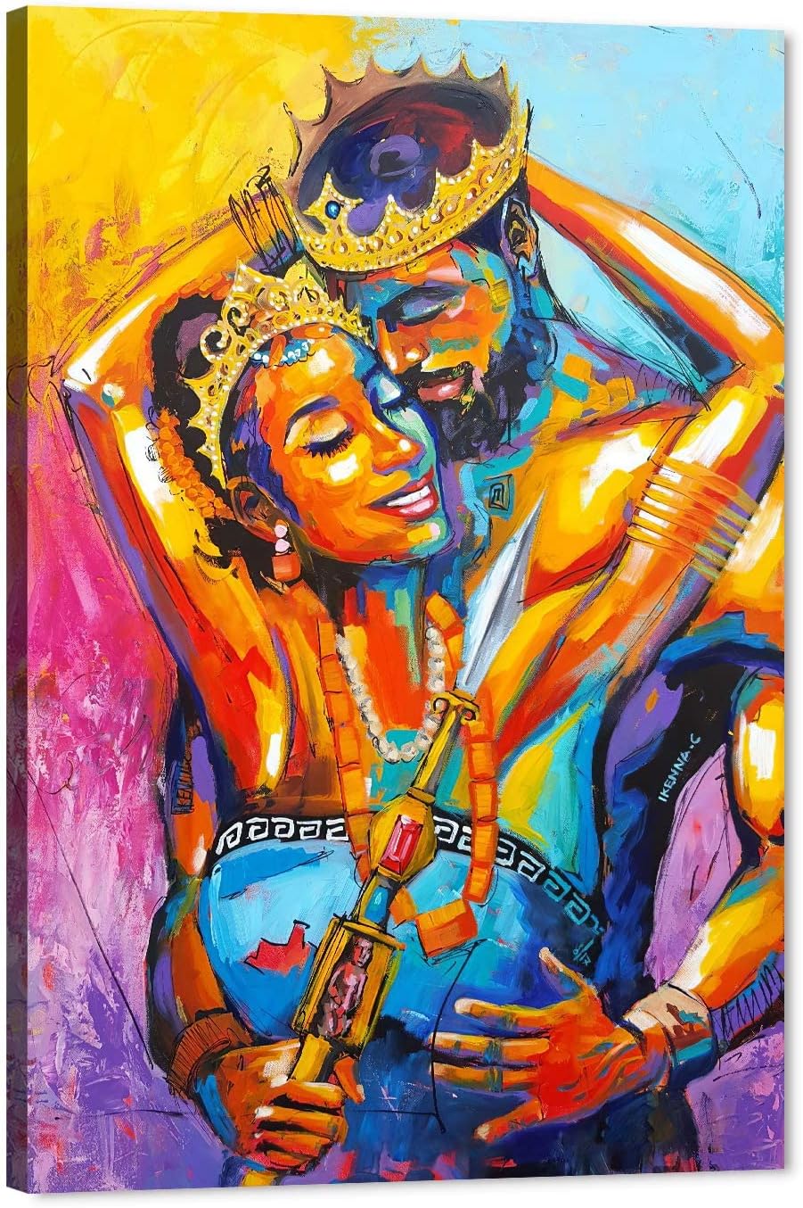 African American Wall Art, Black King and Queen Wall Art, Black Art Wall Art Decor, Black Couple Picture for Living Room Decor