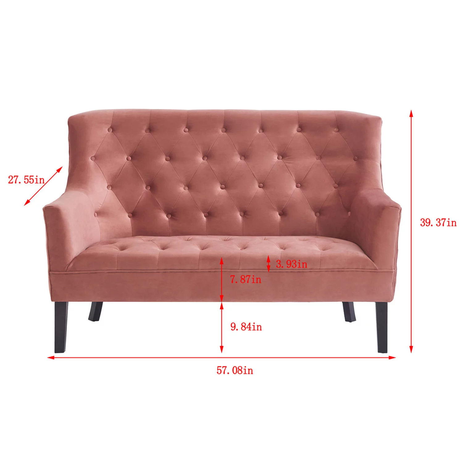 GEXPUSM Loveseat Sofa Couch, Mid-Century Modern Couch Love Seats Sofa for Living Room, Velvet Upholstered Small Couch for Bedroom