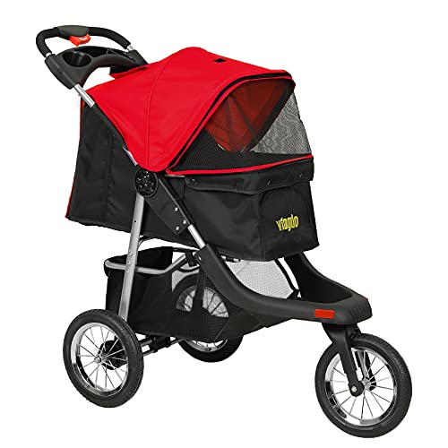 VIAGDO Premium Heavy Duty Dog Stroller for Small Medium Dogs & Cats, 3-Wheel Pet Stroller