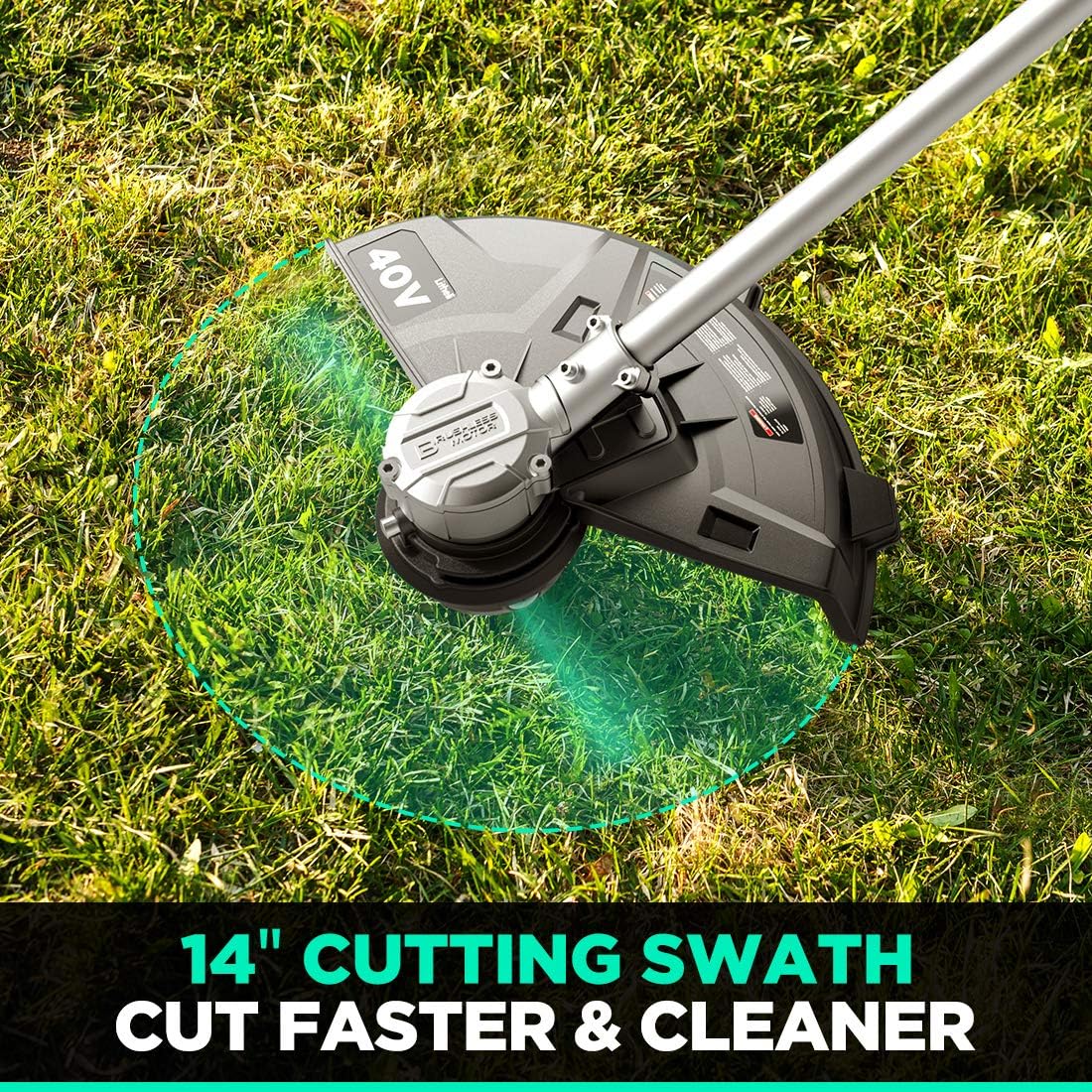 Litheli 40V Cordless String Trimmer Brushless Motor 14, Battery Powered 2 IN 1 Grass Trimmer and Brush Cutter, 2.0Ah Battery & Charger
