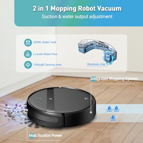 Robot Vacuum and Mop Combo, 2-in-1 Robotic Vacuum Cleaner with Tangle-Free Suction, WiFi/Alexa/App Control, Auto Recharge