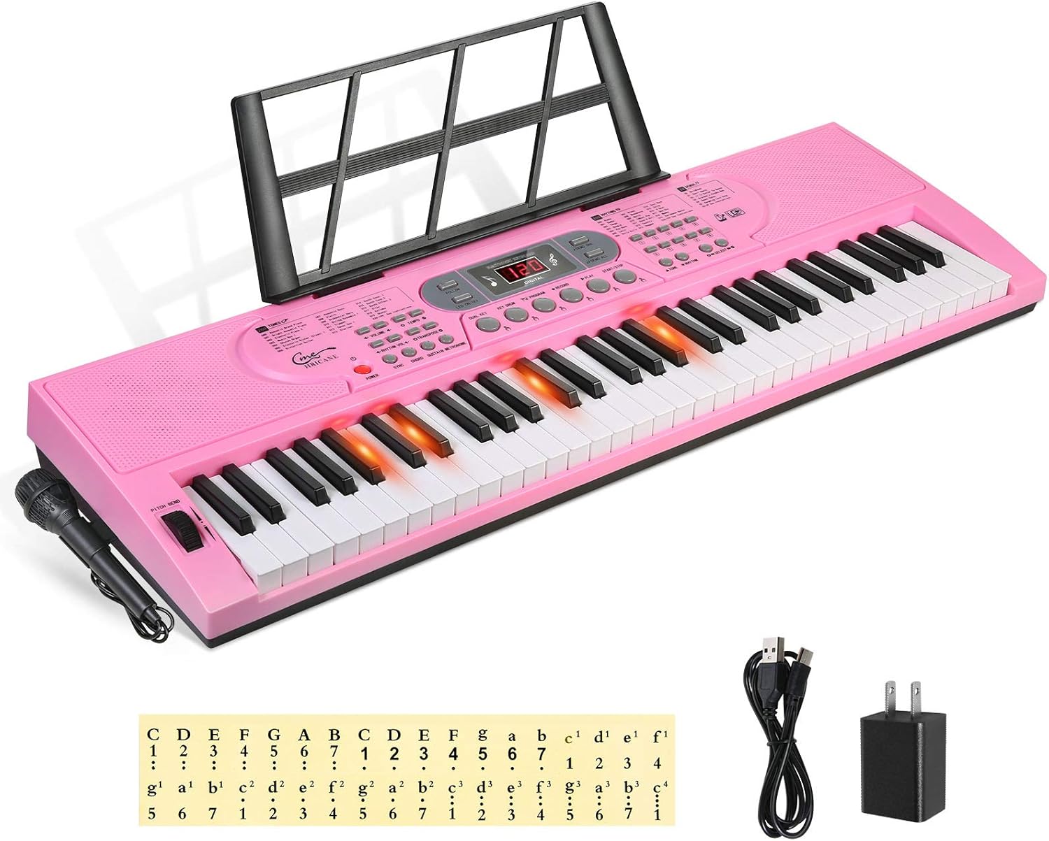 Hricane 61 Key Piano Keyboard for Beginners with Lighted Keys