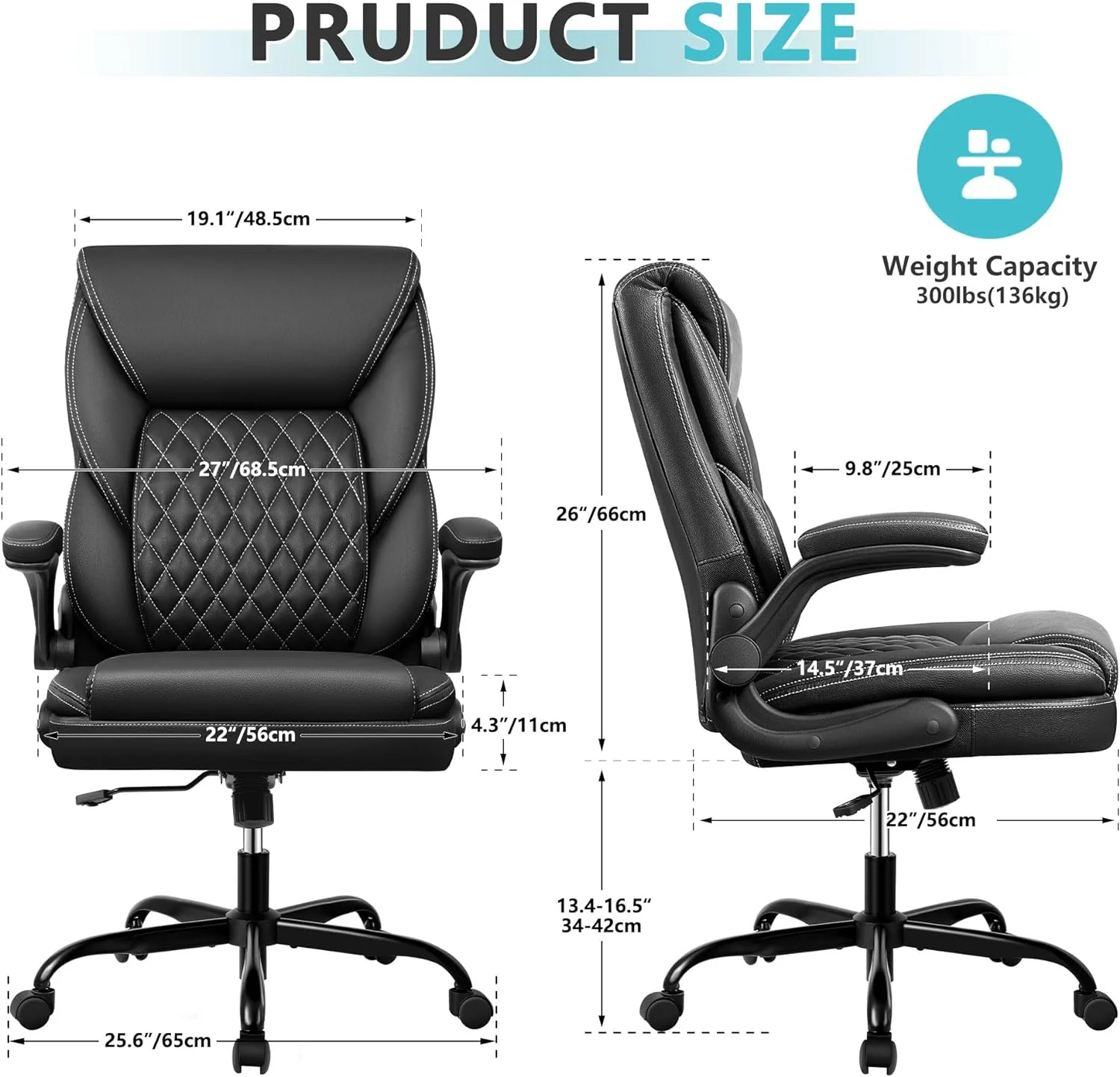 Office Chair-Office Desk Chair,Computer Chair, Ergonomic Office Chair,Leather Office Chair, Executive Office Chair High Back
