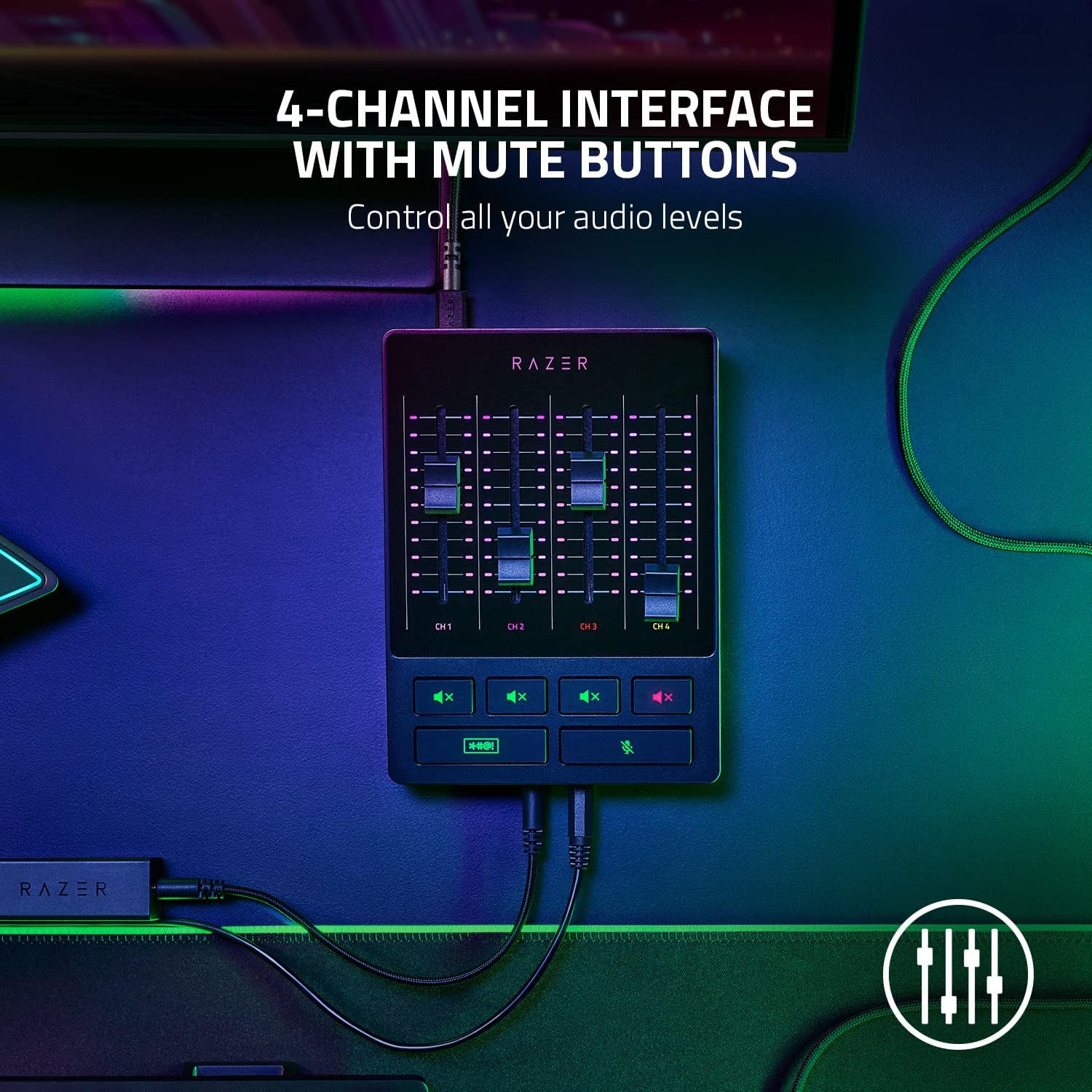 Razer Audio Mixer: All-in-One Streaming/Broadcasting Mixer - 4-Channel Design - XLR Preamp - Built-in Voice Settings & Audio Processing