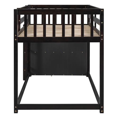 Ball & Cast Full Over Full Bunk Bed with Twin Size Trundle and Built in 4 Drawer,Wood Bunkbed w/Storage Ladder & Slat Support
