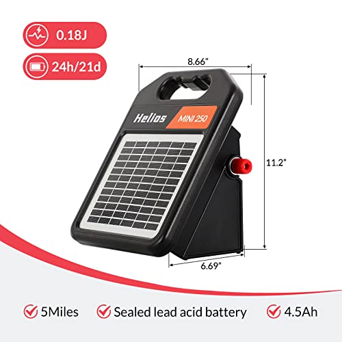 10 Miles Solar Electric Fence Charger with Day or Night Mode, 0.11 Joule Portable Solar Fence Charger for Livestock