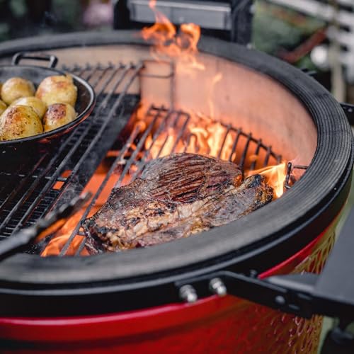 Kamado Joe Classic Joe Series II 18-inch Ceramic Charcoal Grill and Smoker with Cart, Side Shelves