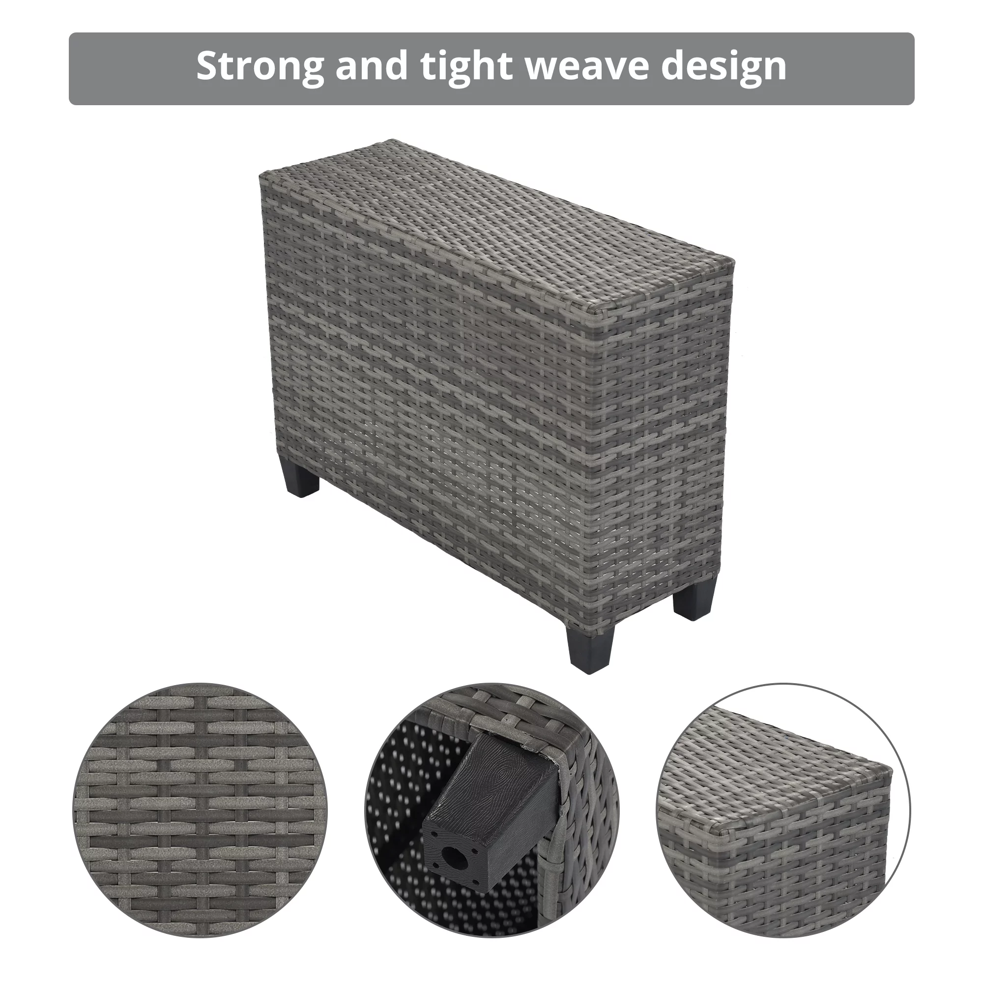 EUROCO 8 Piece Rattan Sectional Sofa Set,Curved  Outdoor Conversation Set,All-Weather Wicker with Removable Cushions & Coffee Table