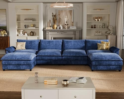 Homall 119" Modular Sectional Sofa, L Shaped Sofa Couch with Reversible Ottoman, DIY Combination Chenille Deep 3-Seat Cloud Couch for Living Room