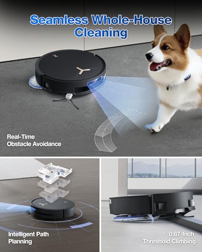 ECOVACS DEEBOT T50 MAX PRO Omni Robot Vacuum and Mop, 18,500Pa Suction, 18mm Auto-Lift, ZeroTangle &TruEdge 2.0, AIVI 3.0 Obstacle Avoidance