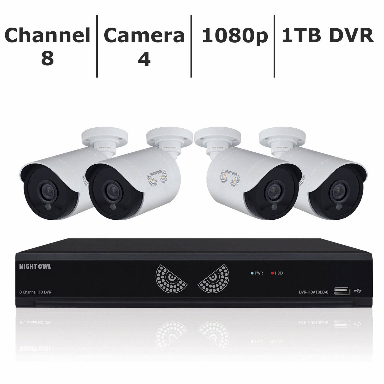 Night Owl B-10LHDA-841-1080 8-Channel DVR with 4 Outdoor cameras Night Vision - 1 TB
