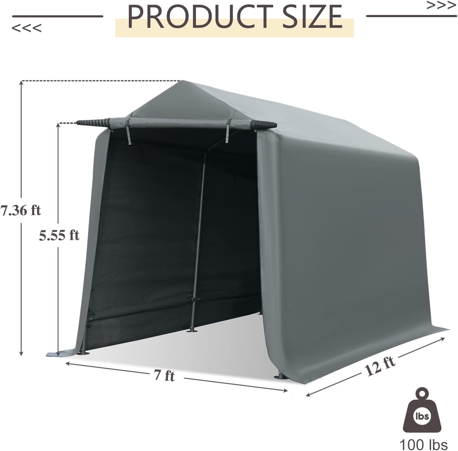Gardesol Storage Shelter, 6x8 ft Portable Shed Outdoor Carport with Roll-up Zipper Door, Waterproof and UV Resistant Outdoor Storage Shed for Bike