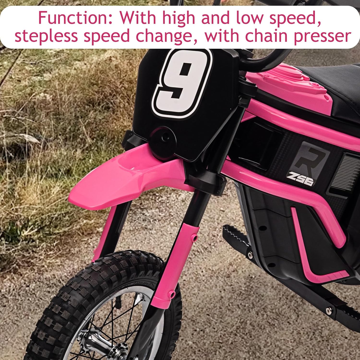 24V Ride On Motorcycle Dirt Bike, Dirt Rocket Electric-Powered Dirt Bike with Authentic Motocross Dirt Bike Geometry, Rear-Wheel Drive, High-Torque
