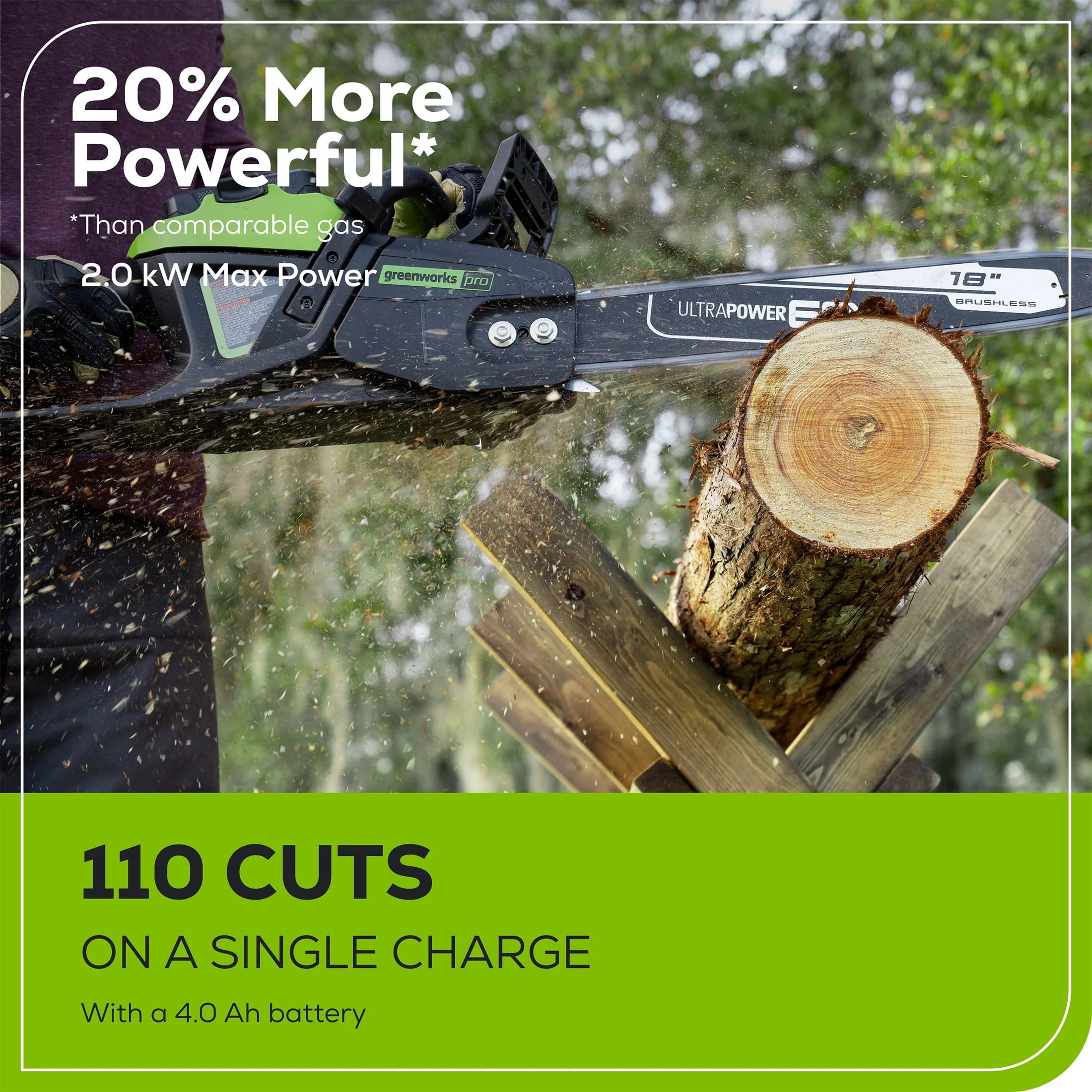 Greenworks 60V 18 Battery Powered Cordless Chainsaw, Tool Only 2019302T