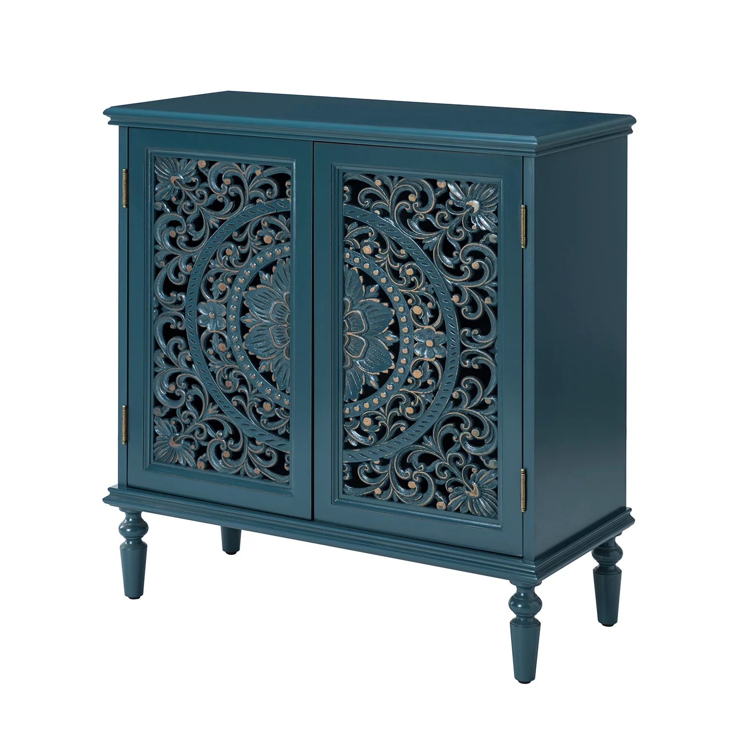 HULALA HOME Ismenides Multifunctional 32" Tall 2-Door Accent Cabinet with Rattan Design by  GRAY