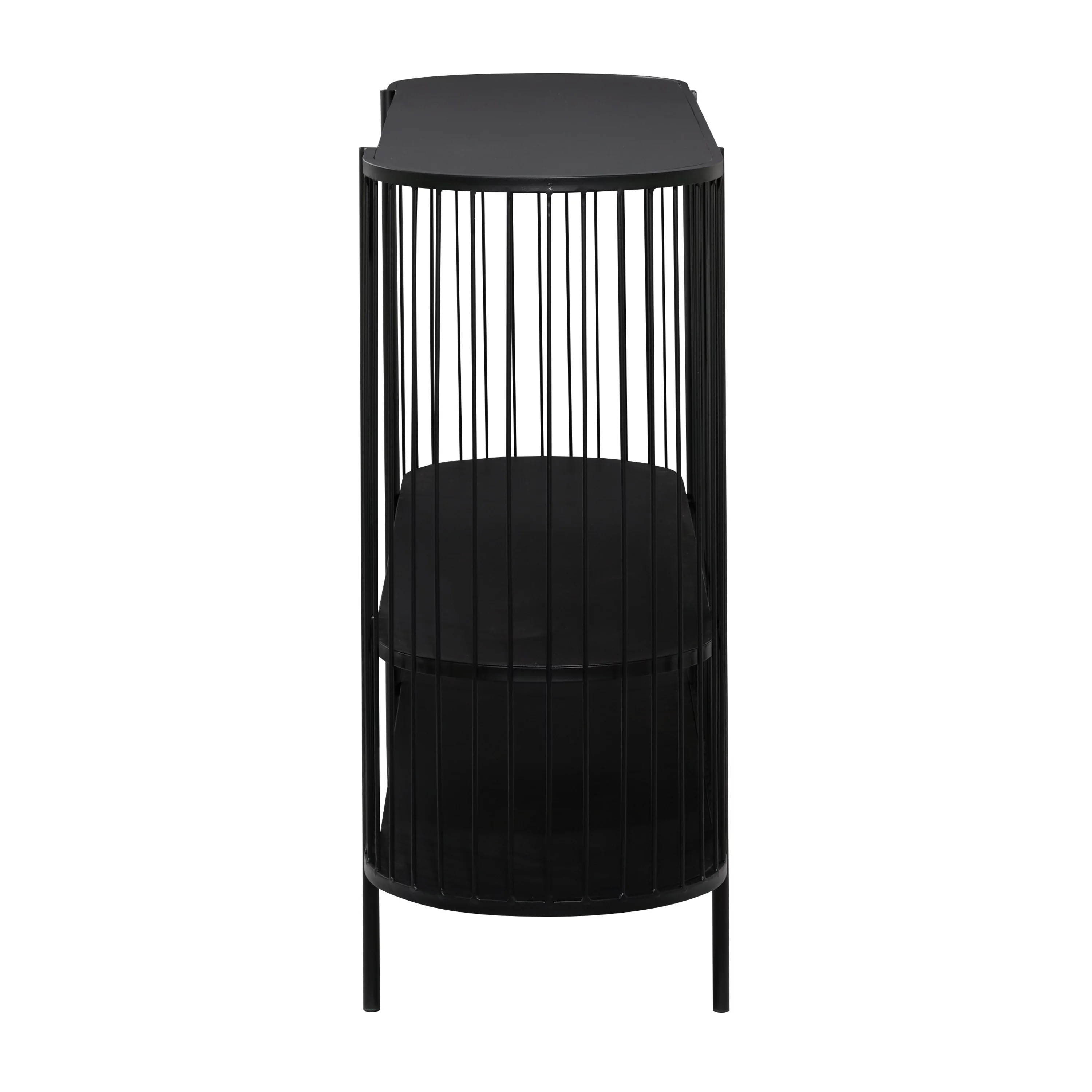 DecMode 48" x 34" Black Metal Narrow Open Wire Frame 2 Shelf Console Table, 1-Piece