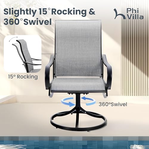 PHI VILLA 5 PCS Outdoor Patio Dining Set with Swivel Dining Chairs (Blue) and 37"x 37" Metal Steel Dining Table(1.57" Umbrella Hole)