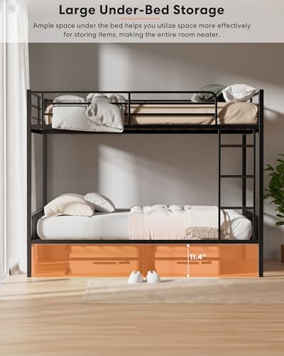 Full Size Loft Bed with Desk and Storage Stairs, Heavy Duty Metal Loft Bed Frame with Wardrobe