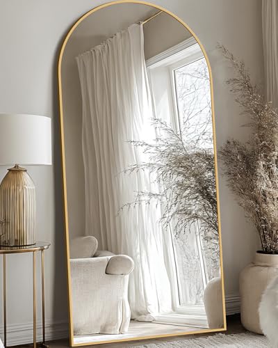 Full Length Mirror, 76"x34" Arched Floor Mirror Freestanding, Floor Standing Full Body Mirror with Stand for Bedroom