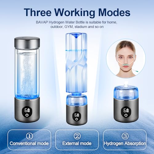 BAVAP Hydrogen Water Bottle 14.1oz Hydrogen Water Bottle Hydrogen Hydro Water Bottle 3-in-1 functionality pro Hydrogen Water Generator hydrolify