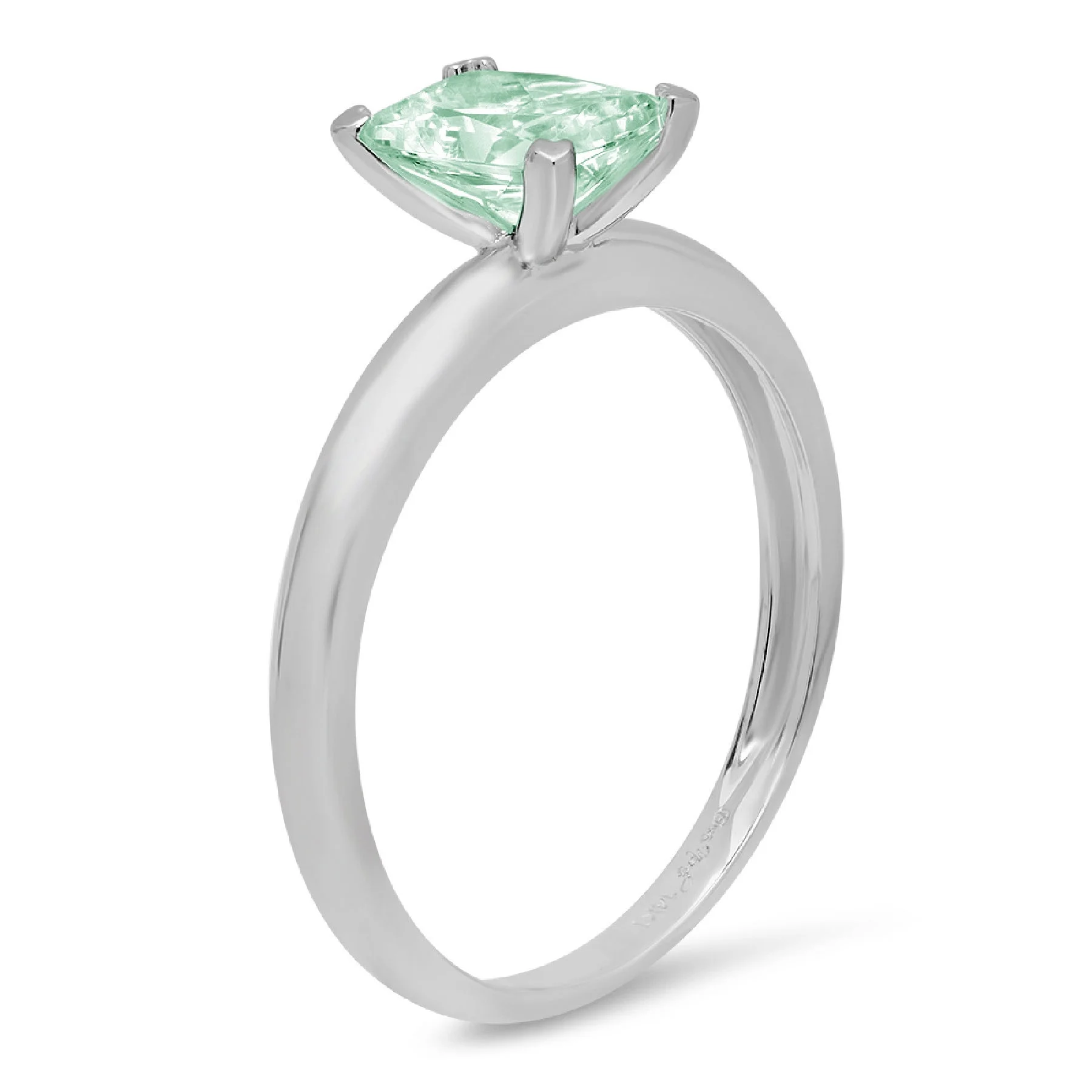 1ct emerald cut blue moissanite 18k white gold anniversary engagement ring size 3.75