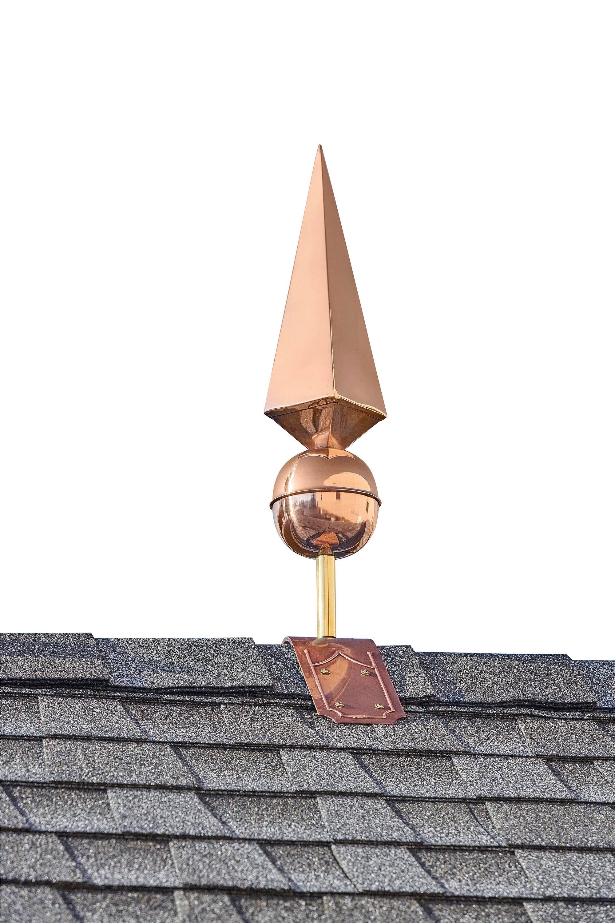 Good Directions Lancelot Finial with Decorative Copper Roof Mount - 30 inchh, Bronze