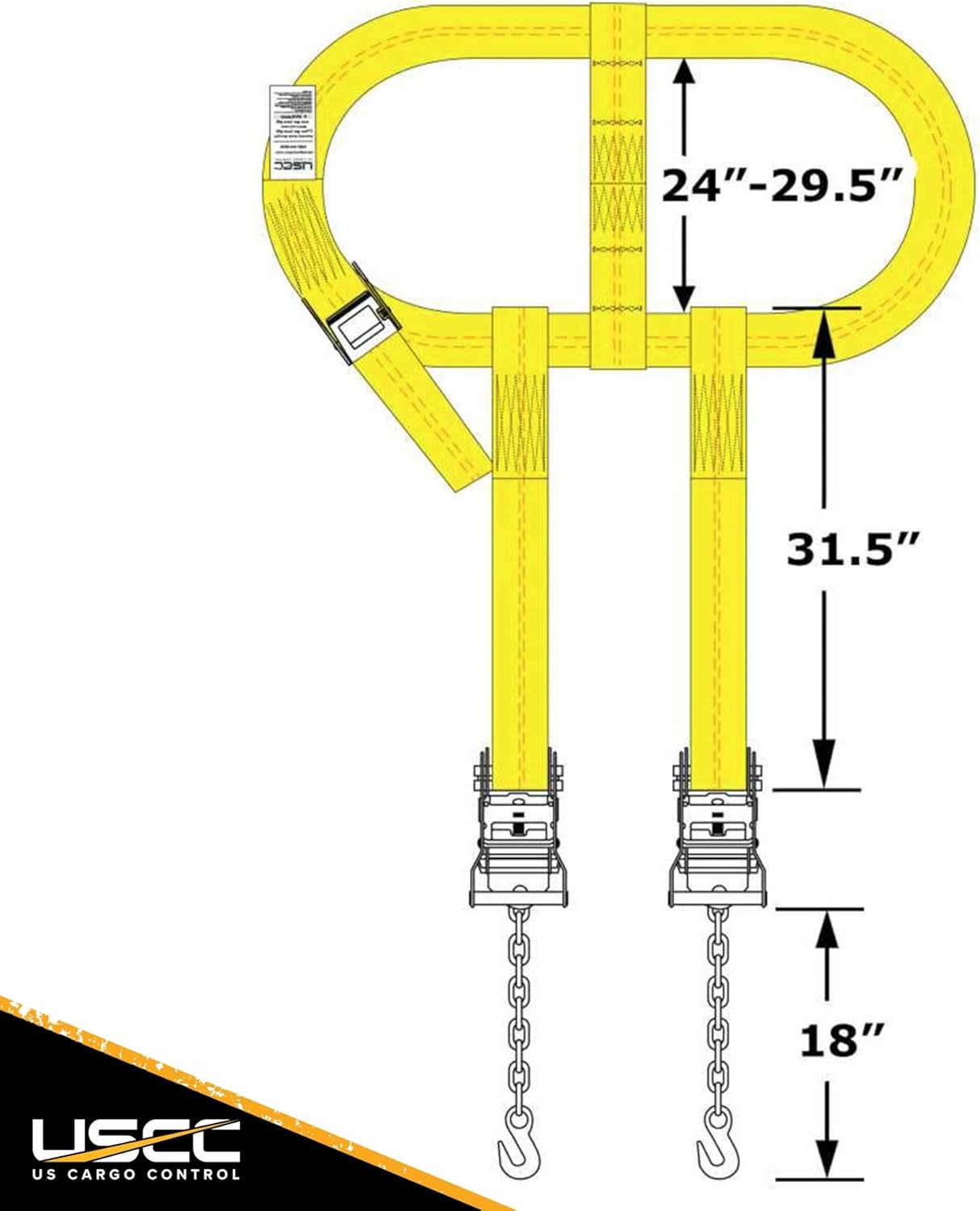 US Cargo Control Side Mount Wheel Net with Cam Buckle,Two Ratchets and Chain Extensions - Easy to Use Wheel Strap for Vehicle Tie Down Applications