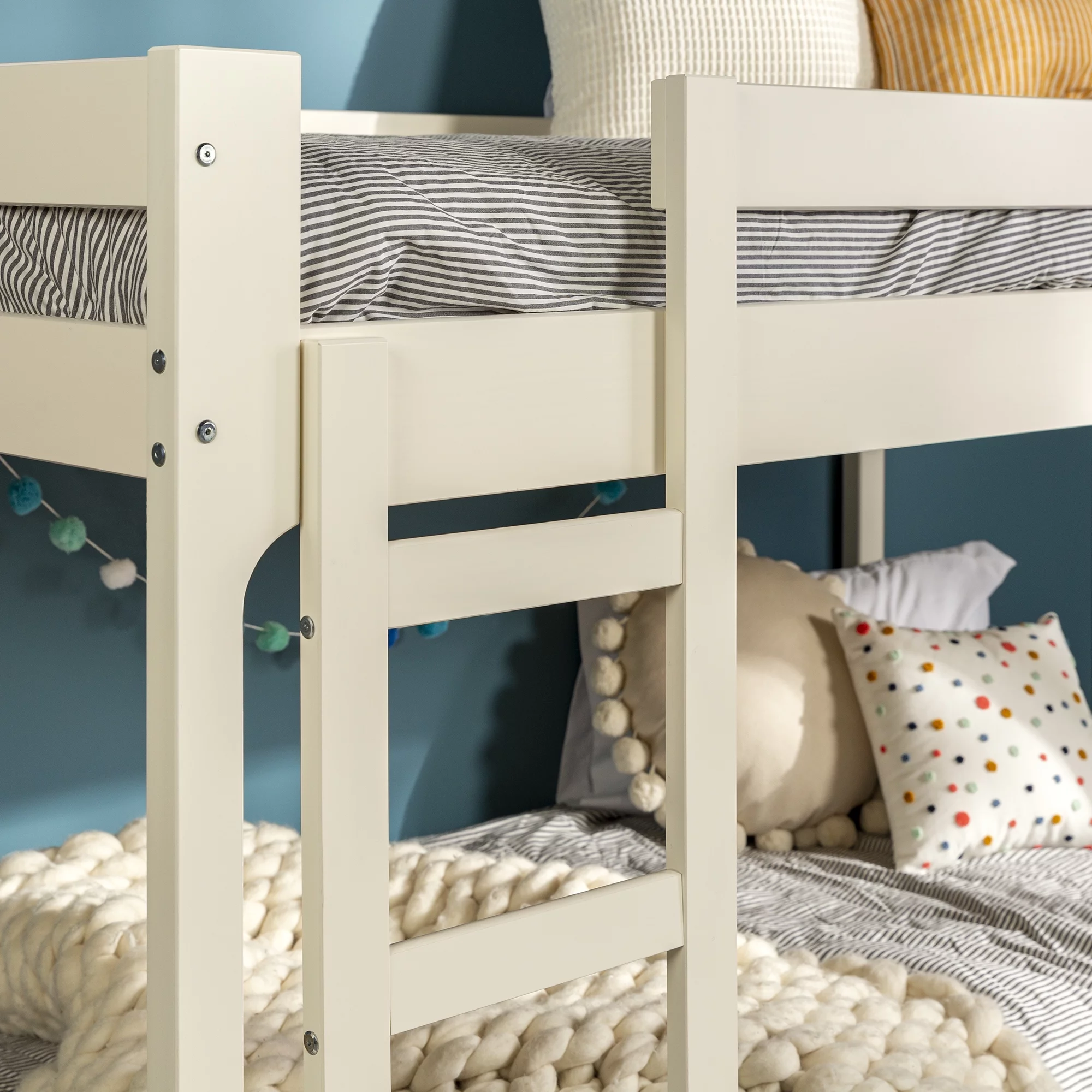 Walker Edison Modern Twin Over Twin Youth Bunk Bed, White