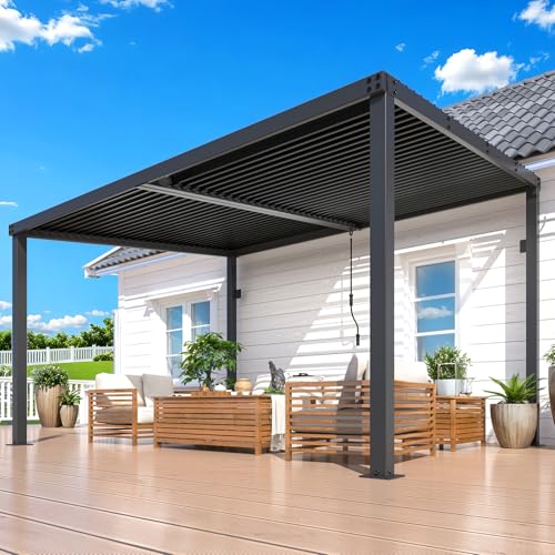 AECOJOY 10&rsquo; x 10&rsquo; Gazebo, Wall Mounted Gazebos Pergola on Clearance, Outdoor Patio Lean to Gazebo Awnings for Deck, Porch