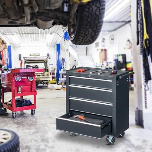 Winado 4-Drawer Tool Chest with Wheels & Lock & Key, Heavy Duty Cart Rolling Tool Box on Wheels, Metal Storage Cabinet