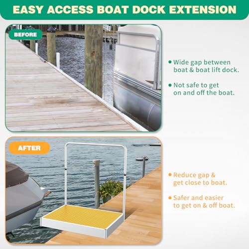 Boat Boarding Platform with Handrail, Foldable Dock Boarding Platform with Handle(500LBs Capacity,Silver)