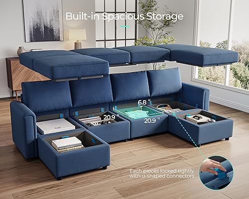 LINSY HOME Modular Sectional Sofa, Convertible U Shaped Sofa Couch with Storage, Memory Foam, Modular Sectionals with Ottomans