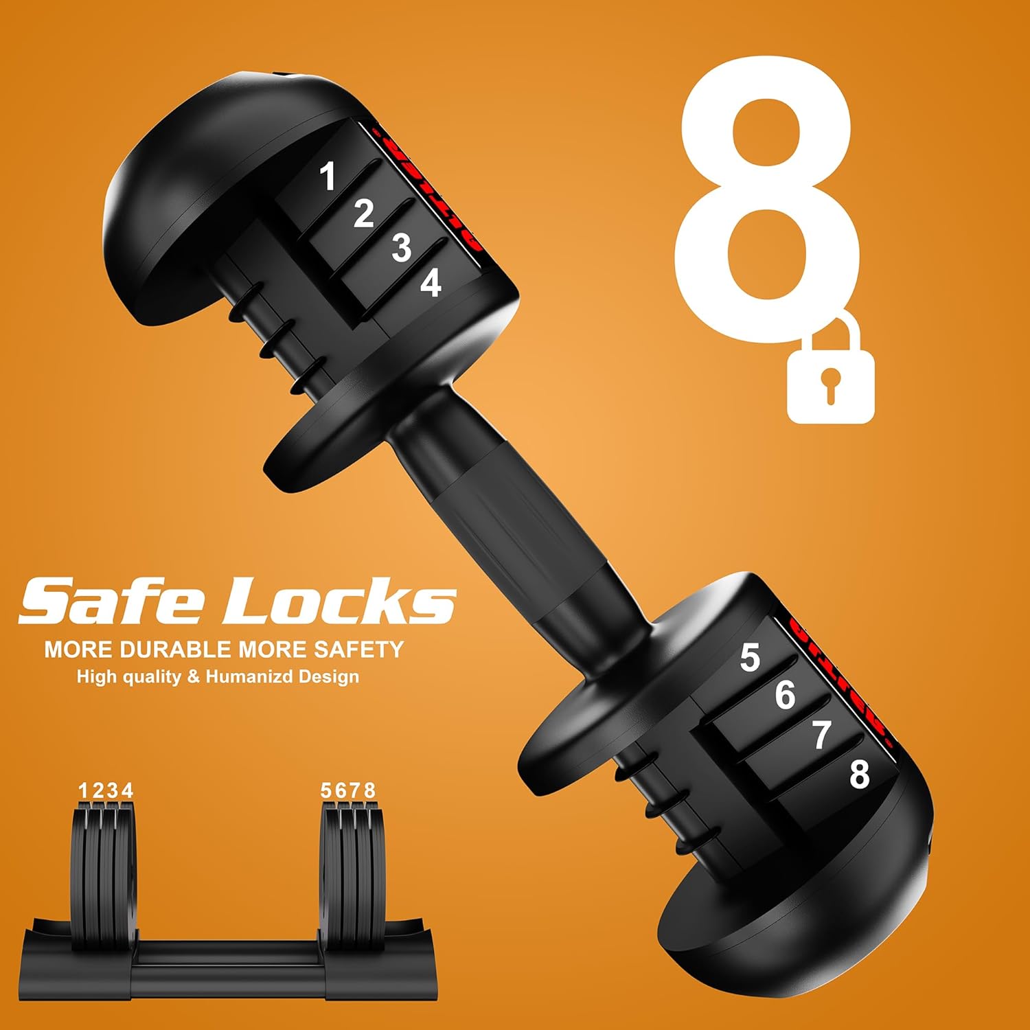 Adjustable Dumbbell, 2PCS 52lb Dumbbell Set with Tray for Workout Strength Training Fitness