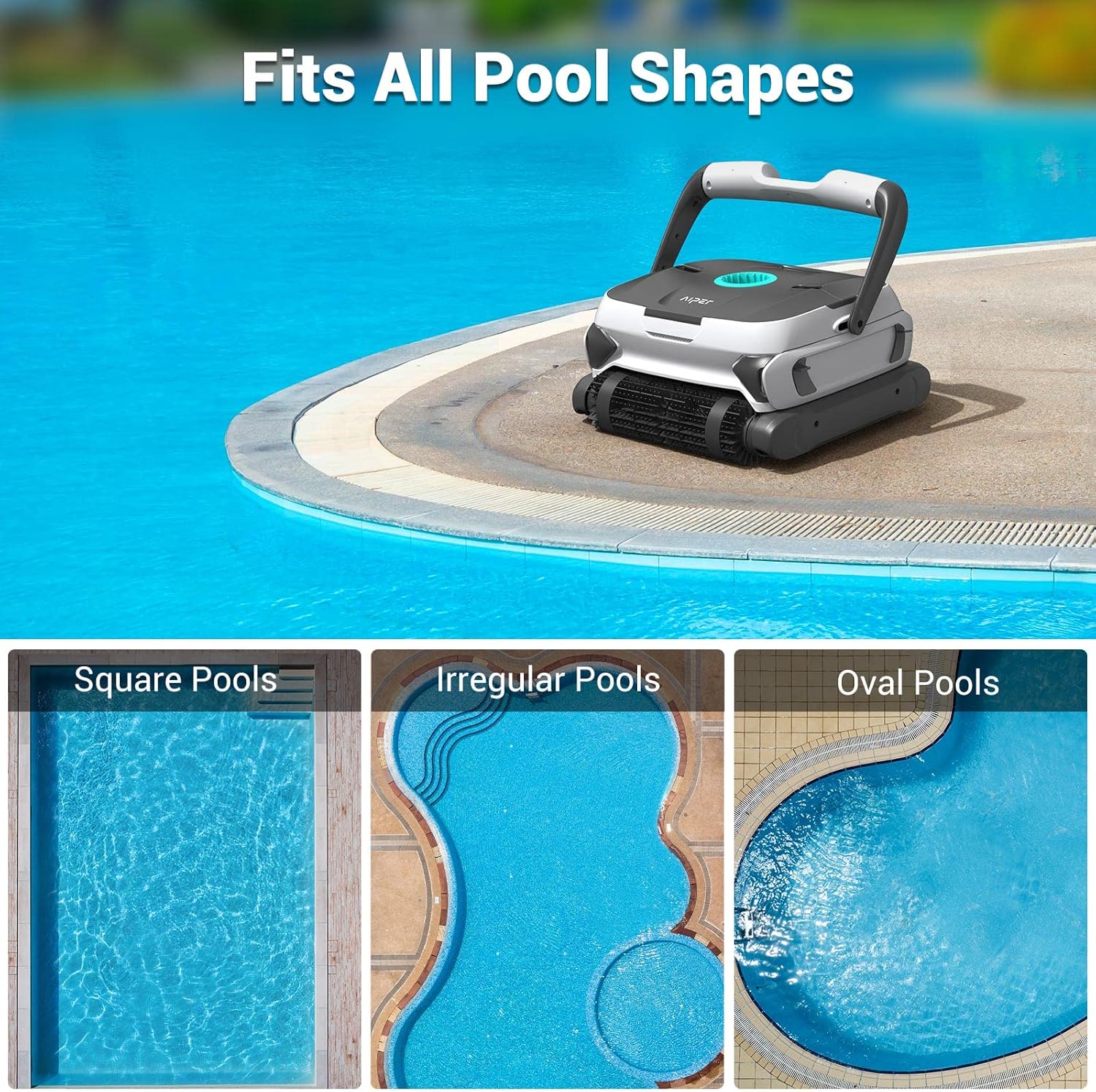 AIPER Automatic Pool Cleaner with Wall Climbing, Ideal for In-Ground Swimming Pools up to 50Ft, Tangle-Free Cord, Powerful Vacuum Suction