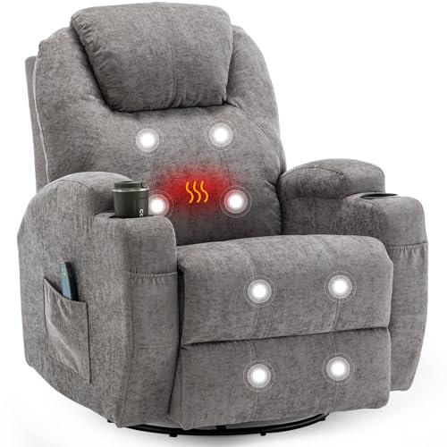 Recliner Chair, Rocking Chair with Massage and Heat, 360° Swivel Recliner Chairs for Adults