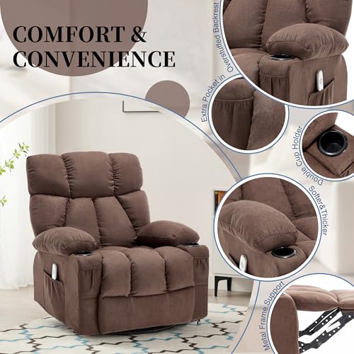 Recliner Chair with Massage and Heat, Rocker Recliner Chairs for Adults, Overstuffed Nursery Rocking Chairs for Living Room