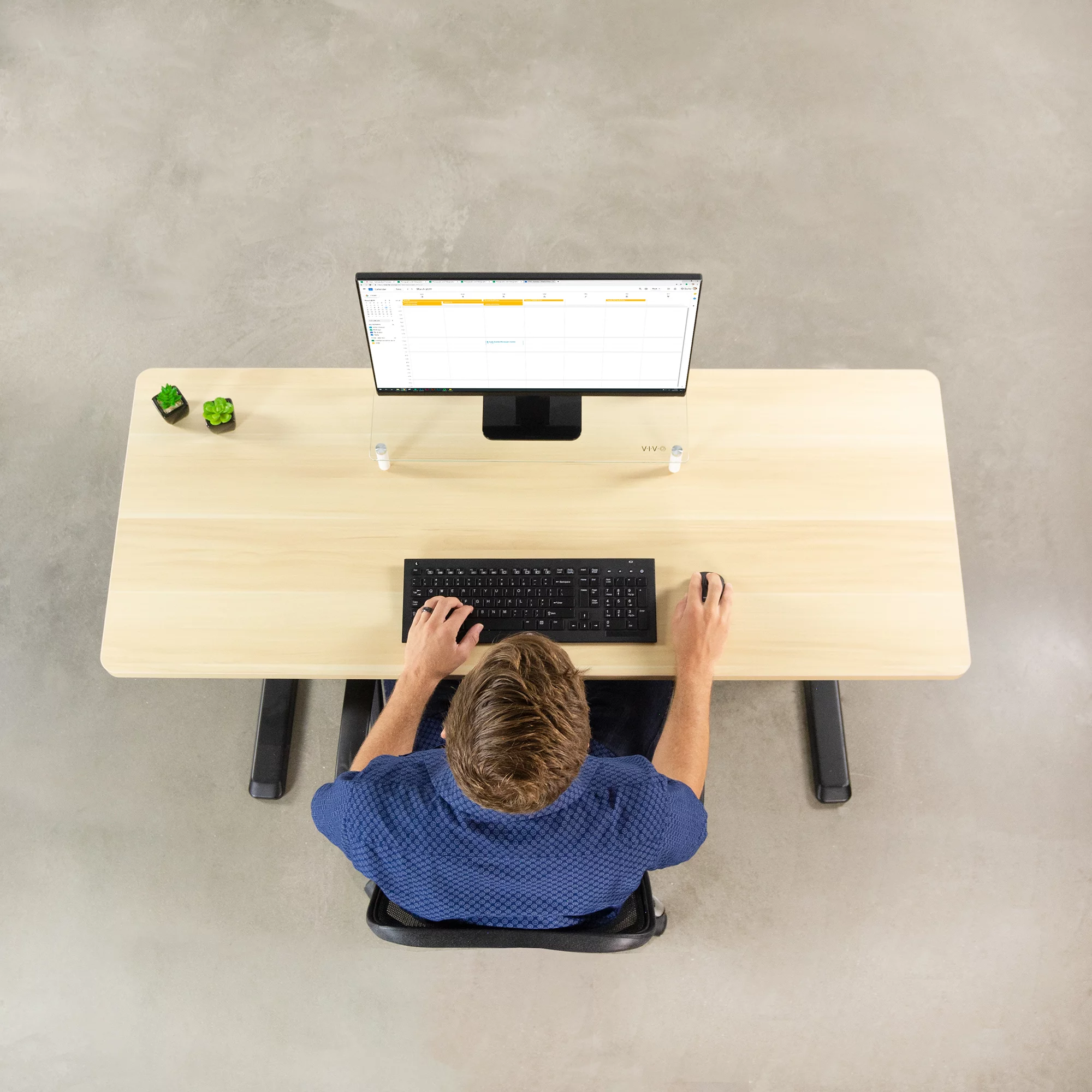 VIVO Light Wood 60 x 24 inch Universal Table Top for Sit to Stand Desk Frames