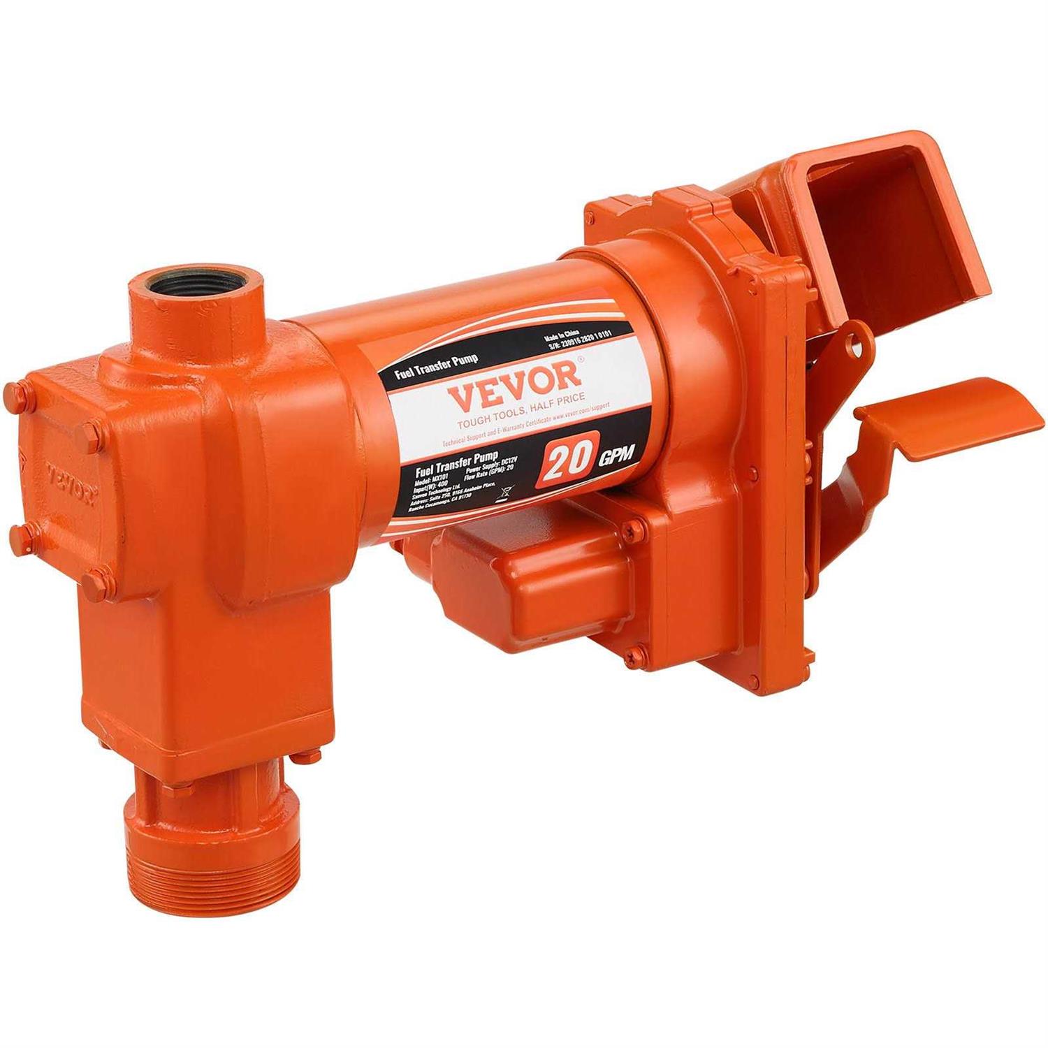 VEVOR Fuel Transfer Pump 12V DC 20 GPM 1/4 HP High Flow Cast Iron Gasoline Extractor Pump with Fuel Collection Box Design for Gasoline