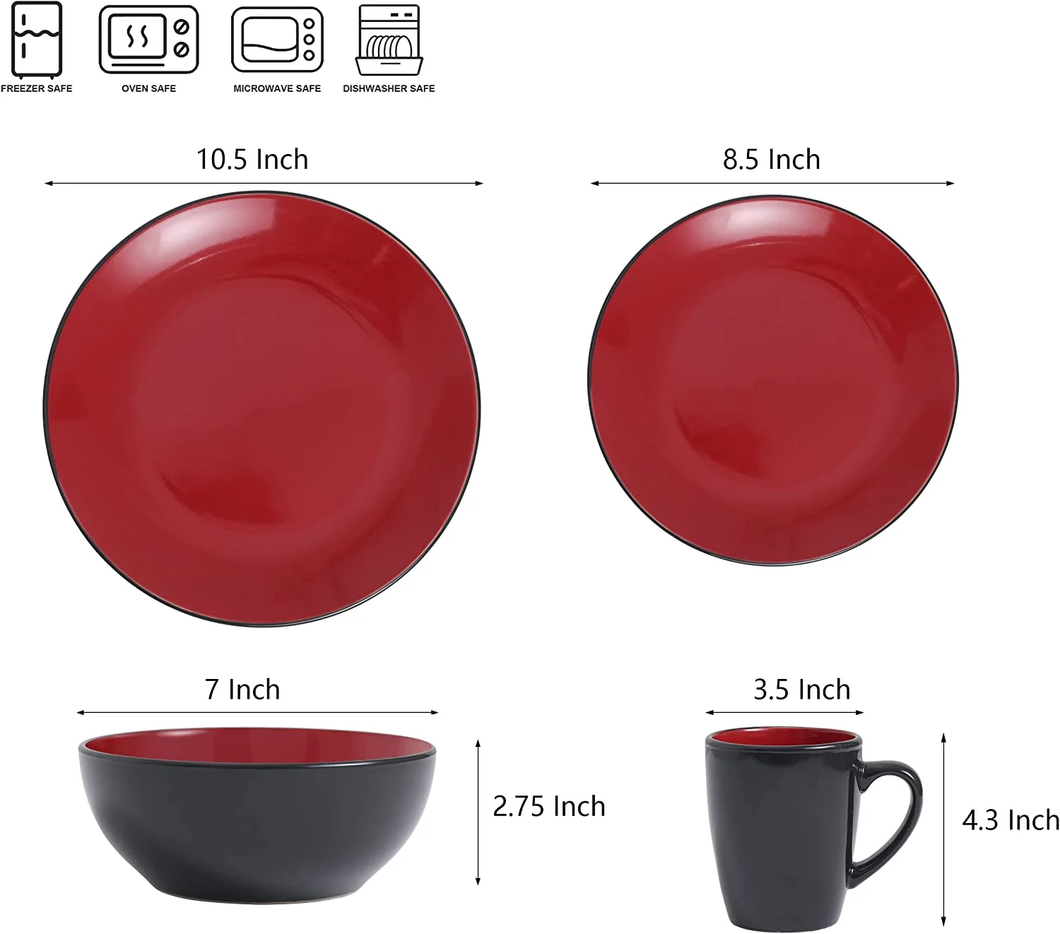 16 Piece Square Kitchen Dinnerware Set,Plates and Bowls sets,Dishes, Dinner Plates, Cereal Bowls Set，Bowls, Mugs, Dish Set，Plates and Bowls