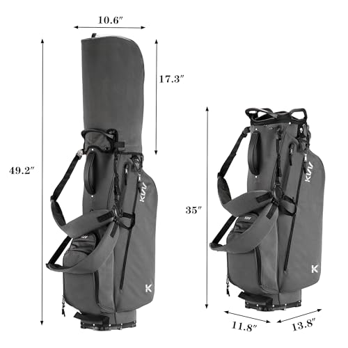 KVV Lightweight Golf Stand Bag with 7 Way Full-Length Dividers, 5 Zippered Pockets, Automatically Adjustable Dual Straps，Elegant Design