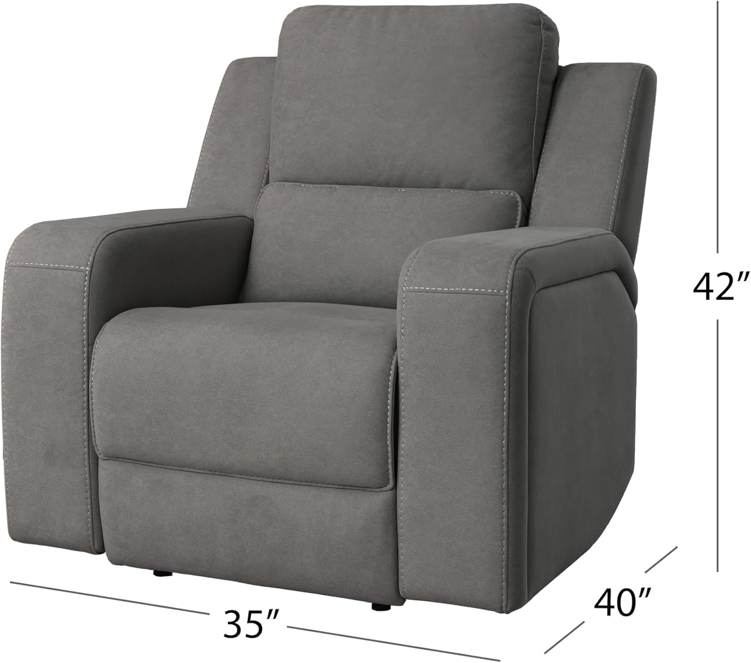 Abbyson Living Margaret 3PC Fabric Manual Reclining Sofa Collection, Charcoal Living Room Set