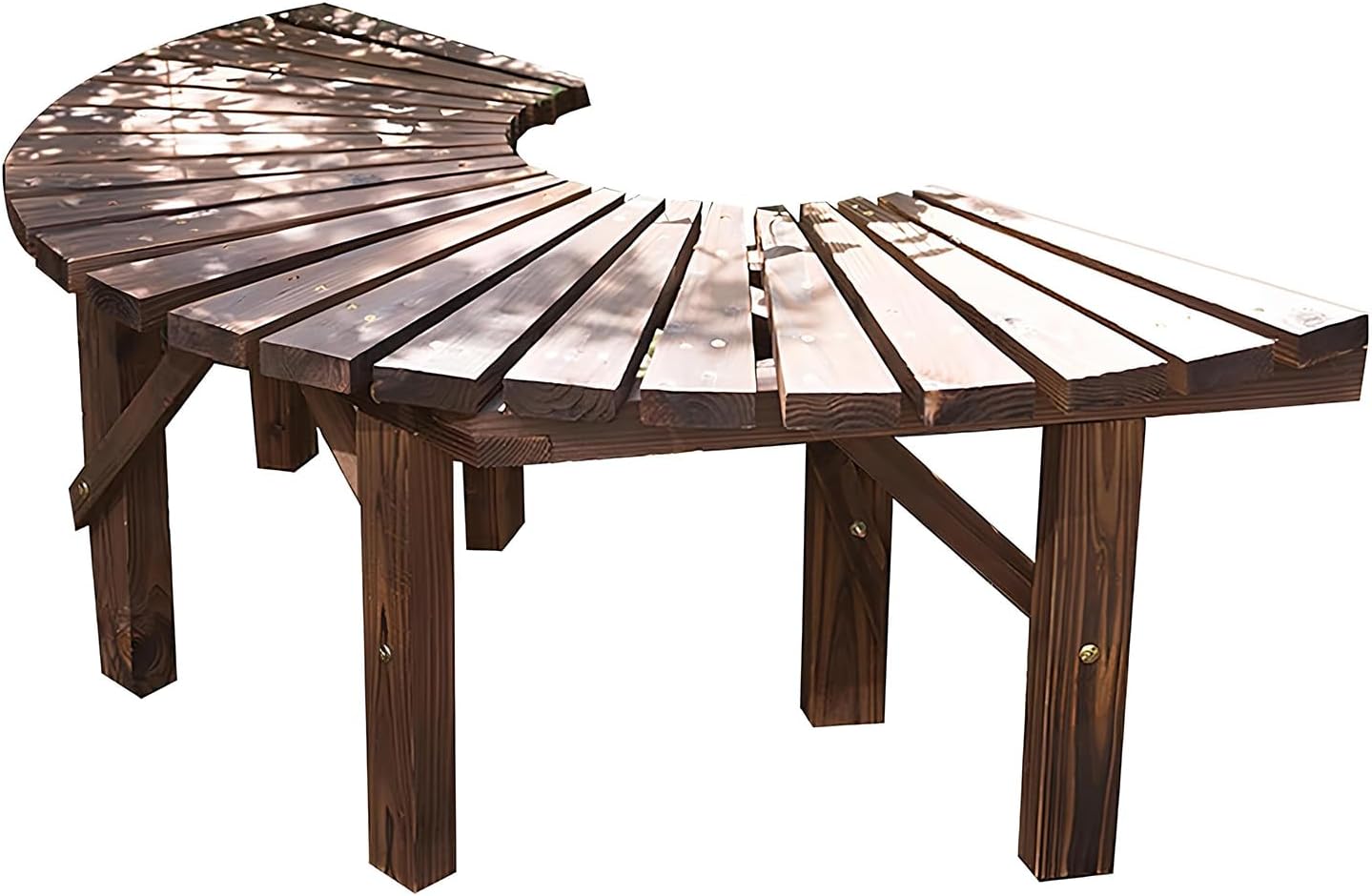 Tree Bench Wrap Around Tree Bench - Wooden Outdoor Curved Bench Semicircular Curved Garden Bench for Park Yard Patio Deck Lawn