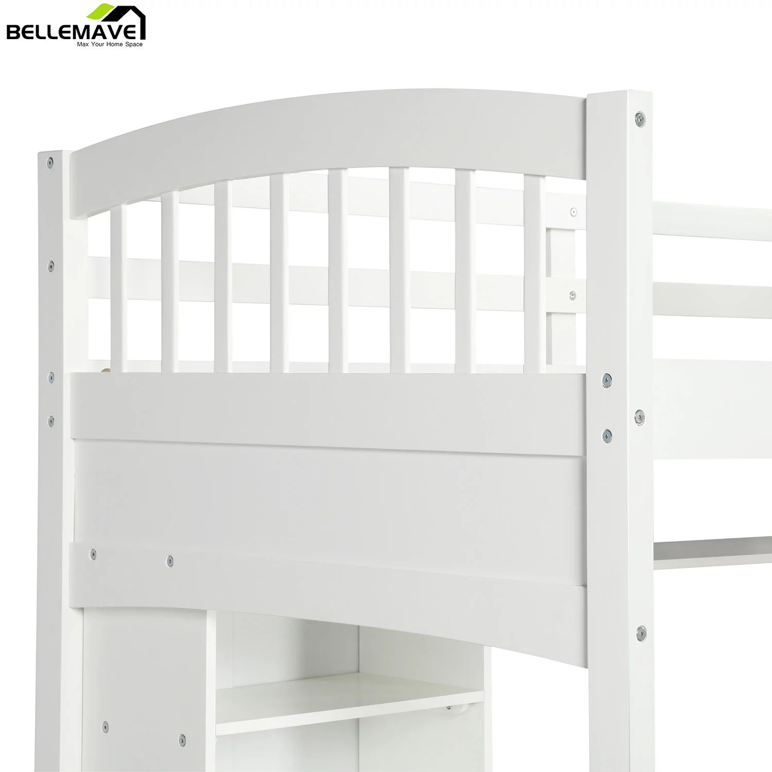 Bellemave Twin Size High Loft Bed with Storage Shelves, Desk and Ladder for Kids Bedroom,Solid Wood Bed frame with Safety Guardrails for Teens
